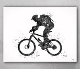 Mountain Bike Watercolor Print Dirt Bike Mountain Biker Poster Mountain Biking Stunt Racing Bike Mountain Bike Road Bike MTB Wall Art-1088