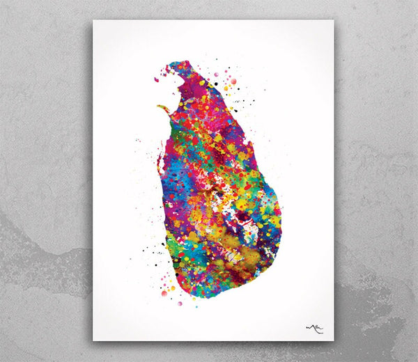Sri Lanka Map Watercolor Print Sri Lanka Art Wall Art Wedding Gift Honeymoon Gift Map Wall Hanging Map Art Gift Wall Wanderlust Art-1146