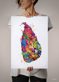 Sri Lanka Map Watercolor Print Sri Lanka Art Wall Art Wedding Gift Honeymoon Gift Map Wall Hanging Map Art Gift Wall Wanderlust Art-1146