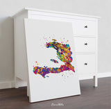 Haiti Map Watercolor Print Haitian Country Map Decor Wanderlust Art Print Wall Wedding Gift Poster Travel Gift Wall Map Art Wall Hanging-536
