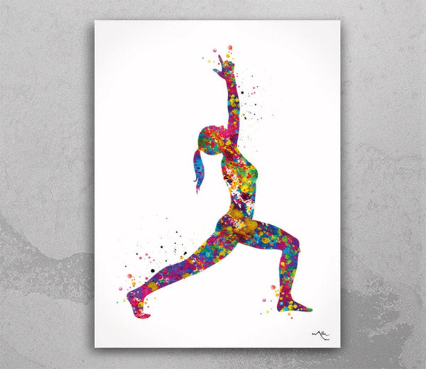 Warrior I Yoga Art Watercolor Print Virabhadrasana I Yoga Print Yoga Yoga PoseYogi Yoga Studio Yoga Wall Decor Yoga Wall Hanging Gift-1455