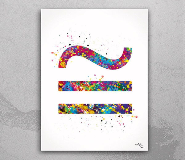 Congruence Symbol Art Watercolor Print  Math Teacher Gift Math Art Gift Nerdy Same But Different Symbol Sister Twin Mathematics Art-1540
