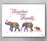 Elephant Family Watercolor Print Lesbian Family Together Family Quote Wedding Gift LGBT Gay Pride Same Sex Gift Lesbian Art Love Wins-803