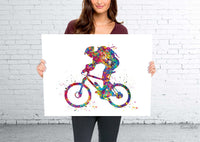 Mountain Bike Watercolor Print Dirt Bike Mountain Biker Poster Mountain Biking Stunt Racing Bike Mountain Bike Road Bike MTB Wall Art-1088