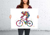 Mountain Bike Watercolor Print Dirt Bike Mountain Biker Poster Mountain Biking Stunt Racing Bike Mountain Bike Road Bike MTB Wall Art-1088