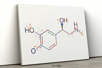 Adrenaline Molecule Watercolor Print Chemical Epinephrine Molecule Nerd Art Science Biology Medical Art Chemistry Science Art Decor-350
