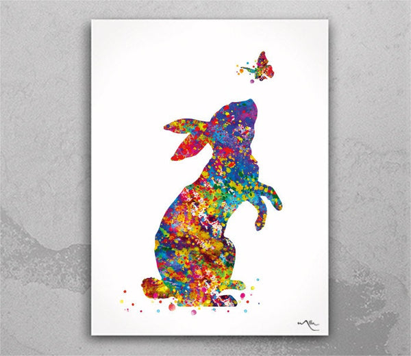 Rabbit Watercolor Print for Kids Girls Boys Nursery Decor Wall Decor Art Home Decor Baby Room Animal Wall Art Baby Shower Wall Hanging-352