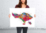 Bali Map Watercolor Print Travel Art Anniversary Gift Indonesia Bali Print Map Love Honeymoon Gift Traveller Wedding Gift Wanderlust-946