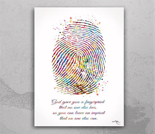 Fingerprint Quote Watercolor Print Finger Print Poster Inspirational Motivational Quote DNA Art Gift Typography Office Wall Art Decor-1377