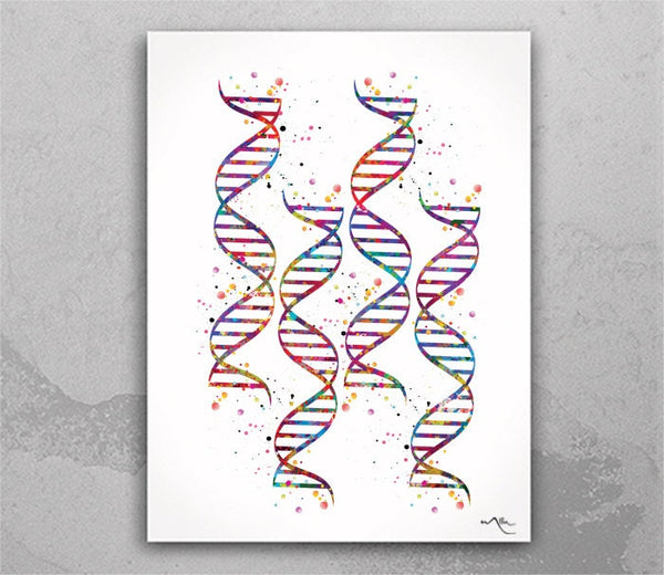 DNA Art Watercolor Print dna molecule Medical Wall Art Nurse Gift Medical Art Science Art Doctor Clinic Genetic Microbiology Biology-228