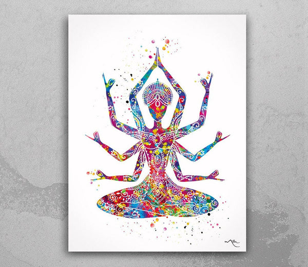 Kali Goddess Watercolor Print Parvati Indian Mother Shiva Spiritual Art Kali Ma Yoga Mantra Devi Feminine Buddha Buddhist Buddhism Art-607