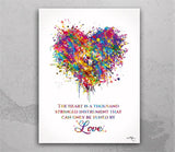 Heart Love Quote Watercolor Print Valentines Day For Her For Him Bedroom Decor Housewarming Gift Wall Art Home Decor Wall Hanging-2442