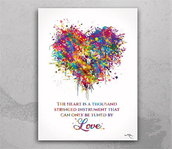 Heart Love Quote Watercolor Print Valentines Day For Her For Him Bedroom Decor Housewarming Gift Wall Art Home Decor Wall Hanging-2442