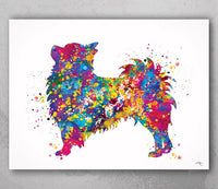 Chihuahua Long Hair Watercolor Print Dog Print Custom Dog Print Cute Dog Art Nursery Dog Wall Art Long Haired Chihuahua Pet Poster Puppy-897
