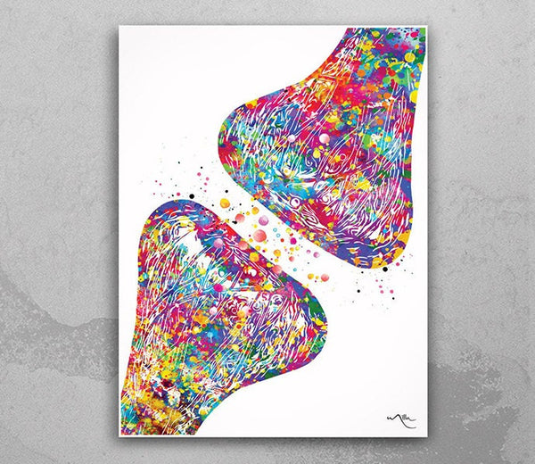 Synapse Receptor Watercolor Print  Science Poster Neurology Art Nerve Cell Medical Art Brain Wall Art Graduation Gift Clinic Decor Gift-1026