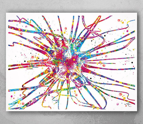 Brain Cell Watercolor Print Neuron Art Science Gift Neurology Nerve Cell Medical Student Brain Wall Art Neuroscience Gift Clinic Decor-926