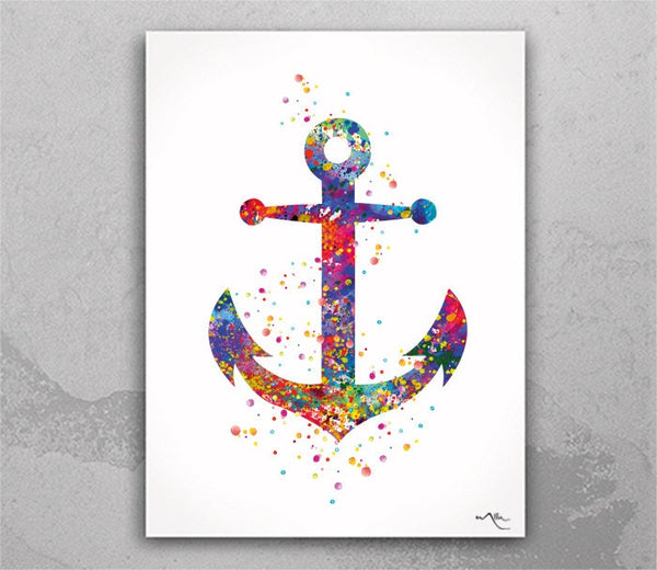 Anchor Watercolor Print Painting Sail Coastal Living Sailor Wall Art Poster Personalized Wall Art Decor Cottage Home Decor Wall Hanging-254
