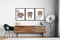 Dental Art Set Watercolor Print Pediatric Dentist Gift Dental Gift Decor Dentist Medical Art Dental Care Dentist Office Dentistry Clinic-139
