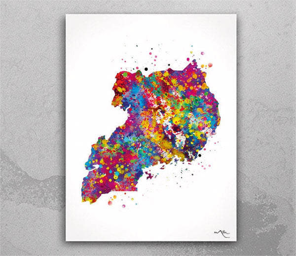 Uganda Map Watercolor Print Art Print Wedding Gift Hometown Poster Homesick African Ugandan Art Wall Decor Art Home Decor Wall Hanging-292