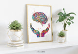 Brain Health Watercolor Print Mental Health Medical Art Science Art Wall Decor Wall Art Neurology Human Brain Anatomy Gift Wall Hanging-288