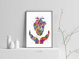 Heart Health Watercolor Print Medical Art Anatomy Cardiology Clinic Office Decor Heart Healing Cardiologist Cardiovascular Wall Art Gift-287