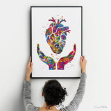 Heart Health Watercolor Print Medical Art Anatomy Cardiology Clinic Office Decor Heart Healing Cardiologist Cardiovascular Wall Art Gift-287