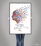 Let That Shit Go Watercolor Print Wall Art Quote Art Home Housewarming Gift Motivational Typo Art Meditating Inspirational Funny Quotes-2452
