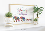 Elephants Two Moms with Babies Family Quote Watercolor Print Family Gift Wall Art Christmas Gift Lesbian Family Wall Hanging LGBT Gift-1154