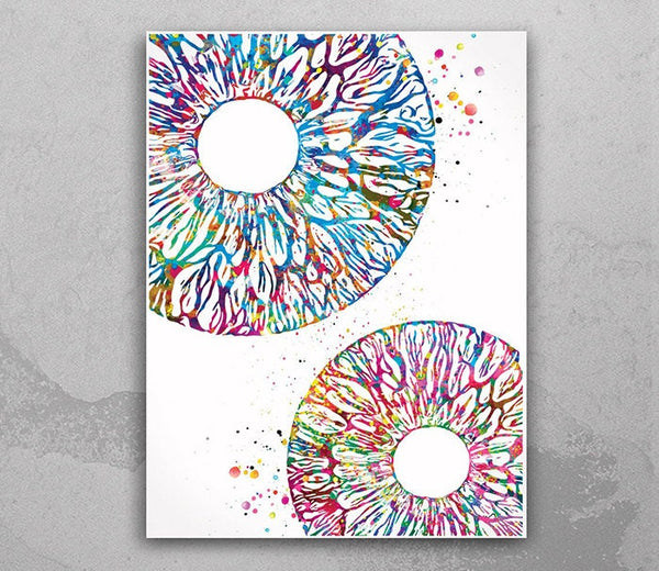Iris Art Watercolor Print Human Eye Optometrist Optician Poster Doctor Art Medical Art Ophthalmology Blood Vessels Clinic Wall Art Decor-34