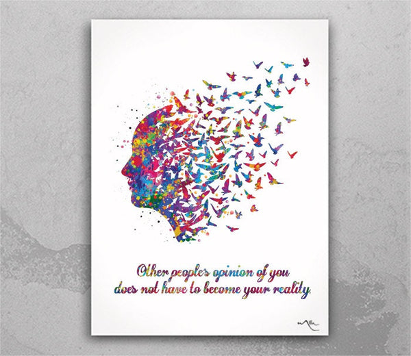 Free Mind Quote Watercolor Print Flying Birds Quote Meditation Art Wall Art Psychology Clinic Therapy Home Decor Yoga Wall Decor Nirvana-739