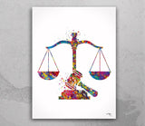 Lawyer Office Decor Watercolor Prints Set of 3 Law Student Gift Pass the Bar Lady Justice Scales Of Justice Gavel Graduation Gift Judge-1696