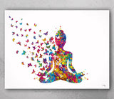 Yoga Art, Butterfly, Yoga Poster, Yoga Pose, Yoga Print, Yogi Woman Watercolor, Yoga Studio, Sukhasana Pose, Yoga Wall Decor, Yoga Gift-1200