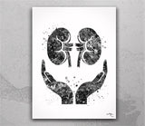 Kidney Care Watercolor Print Gastrointestinal Nephrology Clinic Decor Urologist Gift Dialysis Nurse Gift Medical Art Hemodialysis Gift-2456