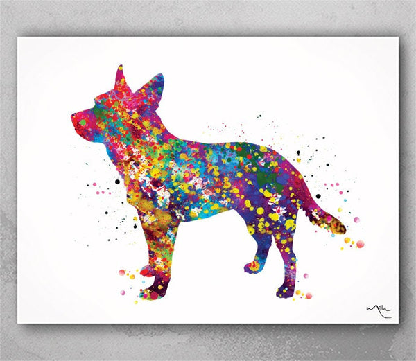 Cattle Dog Watercolor Print Dog Lovers Gift Dog Blue Heeler Dog Art Print Nursery Wall Art Paw Wall Decor Australian Cattle Dog Wall Art-726