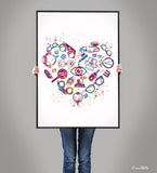 Optometry Art Watercolor Print Optometrist Gift Optician Poster Eye Doctor Heart Shape Medical Art Ophthalmology Love Eye Clinic Decor-2463 - CocoMilla