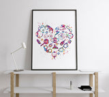 Optometry Art Watercolor Print Optometrist Gift Optician Poster Eye Doctor Heart Shape Medical Art Ophthalmology Love Eye Clinic Decor-2463 - CocoMilla