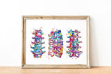 Lumbar Spine Watercolor Print Human Anatomy Art Vertebral Column Medical Art Vertebral Bones Chiropractic Skeletal System Orthopedic-1227