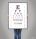 Eye Chart Watercolor Print Eye Test Optometrist Optician Poster Vision Test Medical Art Ophthalmology Doctor Office Clinic Wall Art-2465