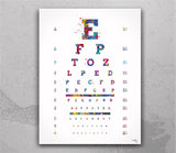 Eye Chart Watercolor Print Eye Test Optometrist Optician Poster Vision Test Medical Art Ophthalmology Doctor Office Clinic Wall Art-2465
