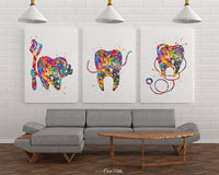 Dental Art Set Watercolor Print Pediatric Dentist Gift Dental Gift Decor Dentist Medical Art Dental Care Dentist Office Dentistry Clinic-139