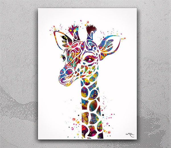 Giraffe Watercolor Print Gift For Kids Newborn Nursery Decor Wall Art Wall Decor Baby Shower Birthday Wall Hanging Teen Room Decor-2365