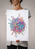 T-Cell Watercolor Print Immune Cells Medical Art Science Histology T Cells Biology Art Oncology immunology Clinic Office Cancer Chemo-1472