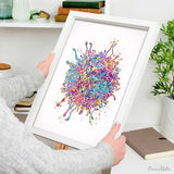T-Cell Watercolor Print Immune Cells Medical Art Science Histology T Cells Biology Art Oncology immunology Clinic Office Cancer Chemo-1472
