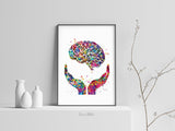 Brain Health Watercolor Print Mental Health Medical Art Science Art Wall Decor Wall Art Neurology Human Brain Anatomy Gift Wall Hanging-288