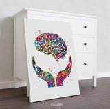 Brain Health Watercolor Print Mental Health Medical Art Science Art Wall Decor Wall Art Neurology Human Brain Anatomy Gift Wall Hanging-288