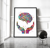 Brain Health Watercolor Print Mental Health Medical Art Science Art Wall Decor Wall Art Neurology Human Brain Anatomy Gift Wall Hanging-288