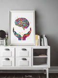 Brain Health Watercolor Print Mental Health Medical Art Science Art Wall Decor Wall Art Neurology Human Brain Anatomy Gift Wall Hanging-288