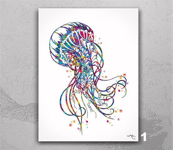 Jellyfish Watercolor Print Art Print Jellyfish Poster Art Scaleph Art Wall Decor Sea Summer Vibes Nautical Art Home Decor Wall Hanging-774