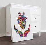 Heart Health Watercolor Print Medical Art Anatomy Cardiology Clinic Office Decor Heart Healing Cardiologist Cardiovascular Wall Art Gift-287