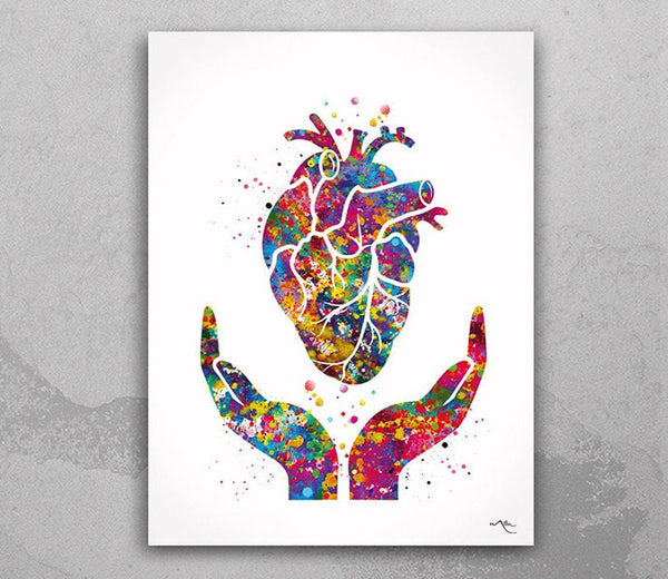 Heart Health Watercolor Print Medical Art Anatomy Cardiology Clinic Office Decor Heart Healing Cardiologist Cardiovascular Wall Art Gift-287